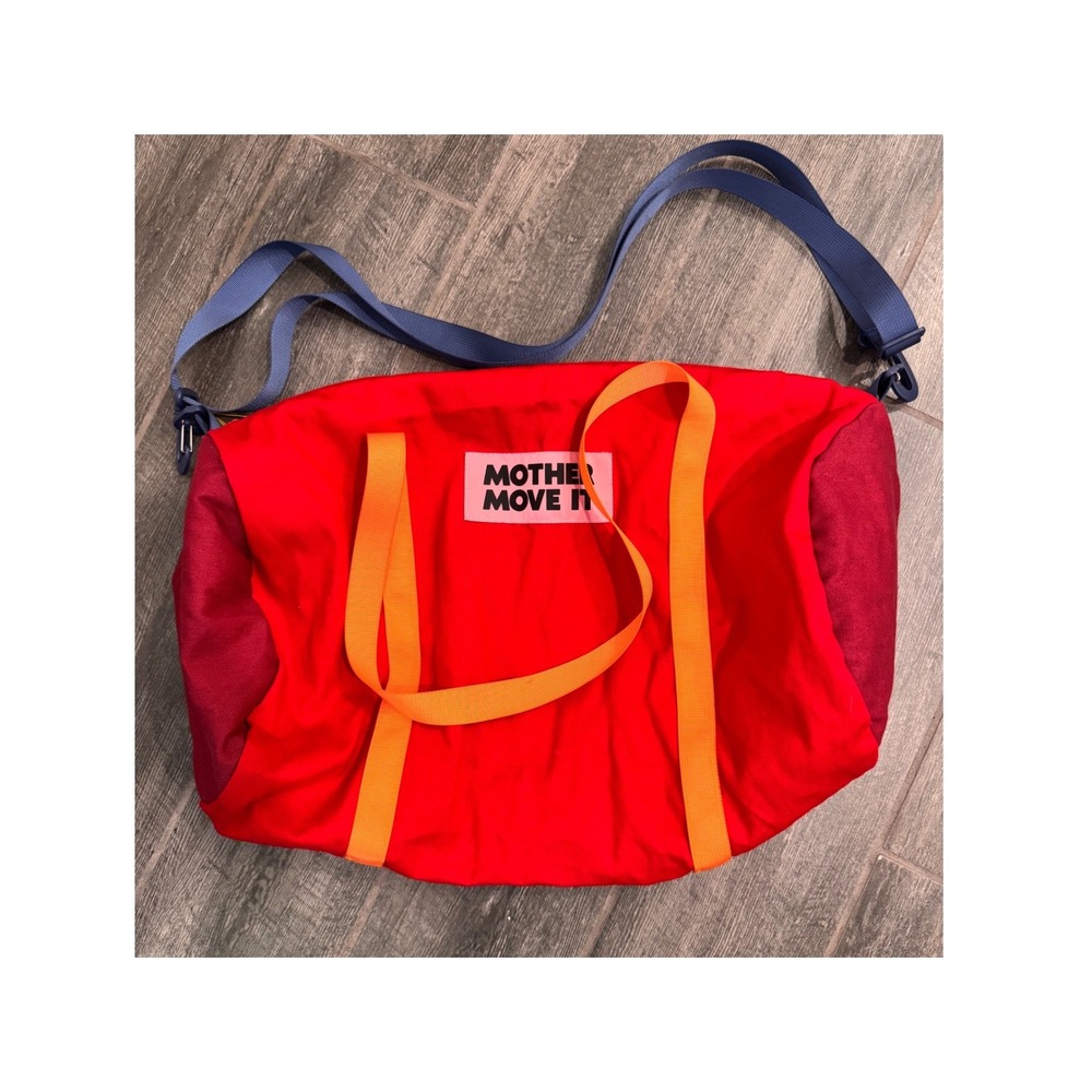 Mother Denim Move It Sporty Duffle Bag Red Colorblock Gym Travel Bag OS